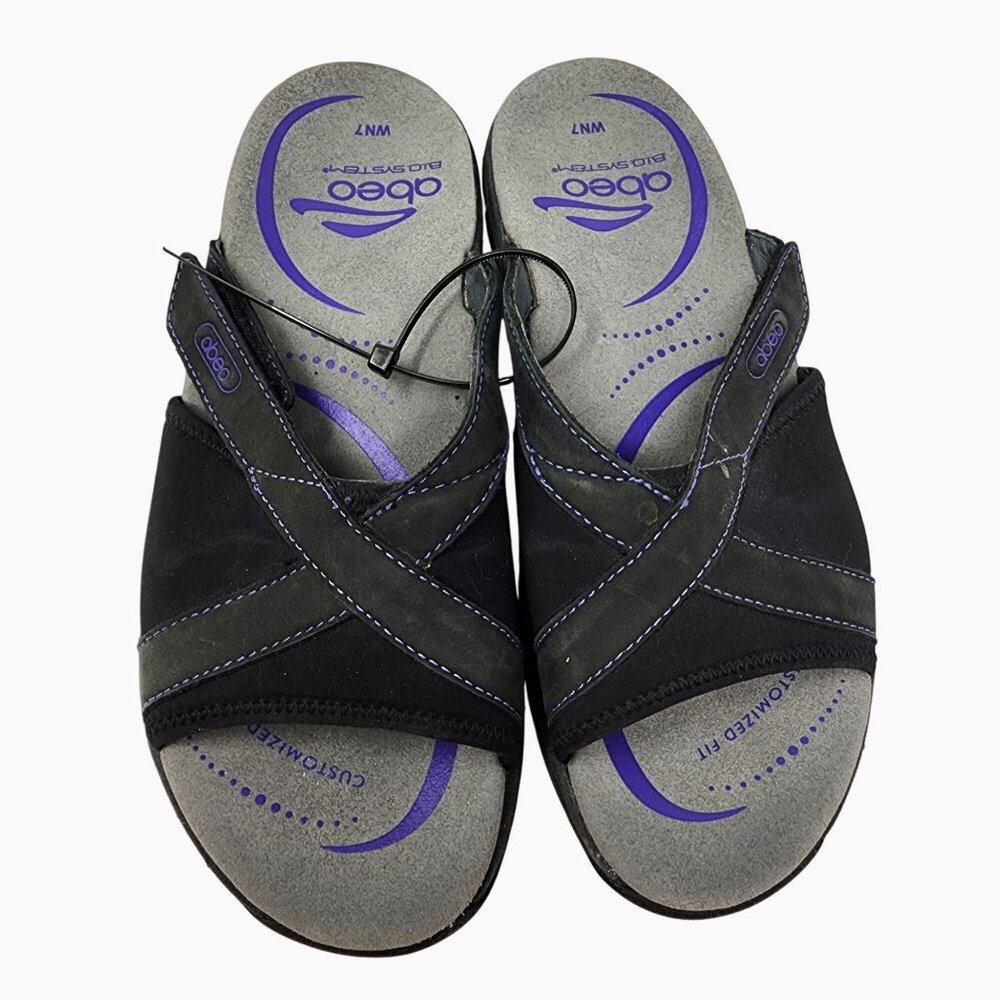 Abeo GARGONA Sandals Women 7 Black Leather BIO System Orthotic Comfort Shoes